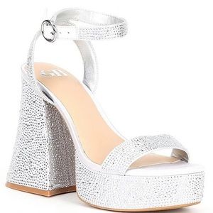 Gianni Bini Genna-Z Rhinestone Platform Dress Sandals new in film